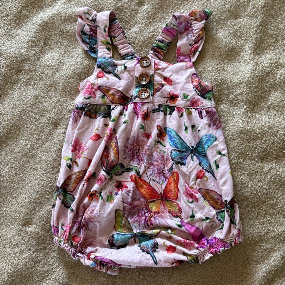 Posh Peanut Pink Butterfly Print One-Piece Bodysuit
